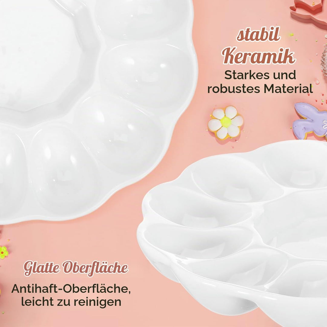 Cabilock Eierplatte Keramik Für Gefüllte Eier Servierteller Für Osterfeiern Praktischer Eierhalter F