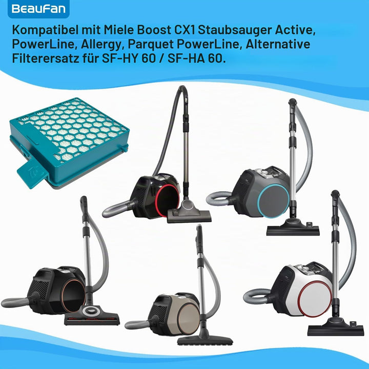 4 Stück HEPA-Filter, Kompatibel mit Miele Boost CX1 Staubsauger Active, PowerLine, Parquet PowerLine