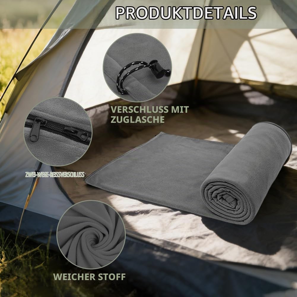 Hüttenschlafsack Baumwolle &amp; Ultralight Inlett Schlafsack – 180x80 cm Kompakter Polarfleece Innensch