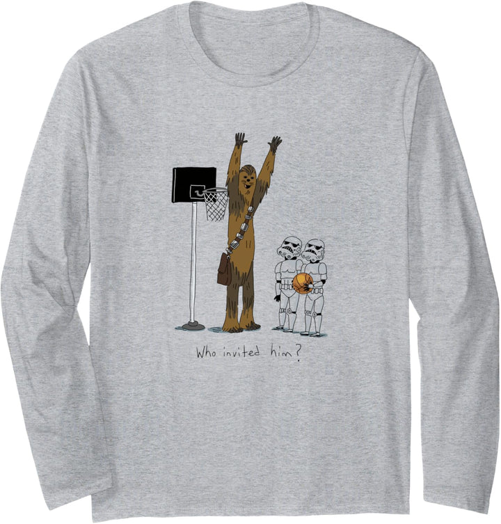 Star Wars Chewbacca Basketball Who Invited Him Langarmshirt