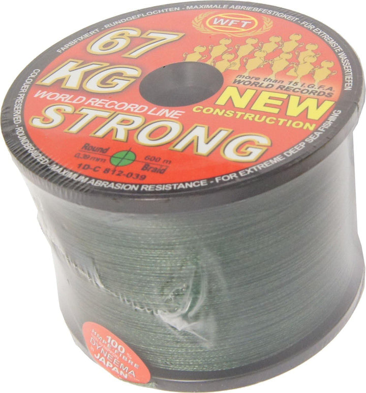 WFT 0,39mm 67kg Strong Chartreuse - 600m geflochtene Angelschnur, Geflechtschnur zum Meeresangeln