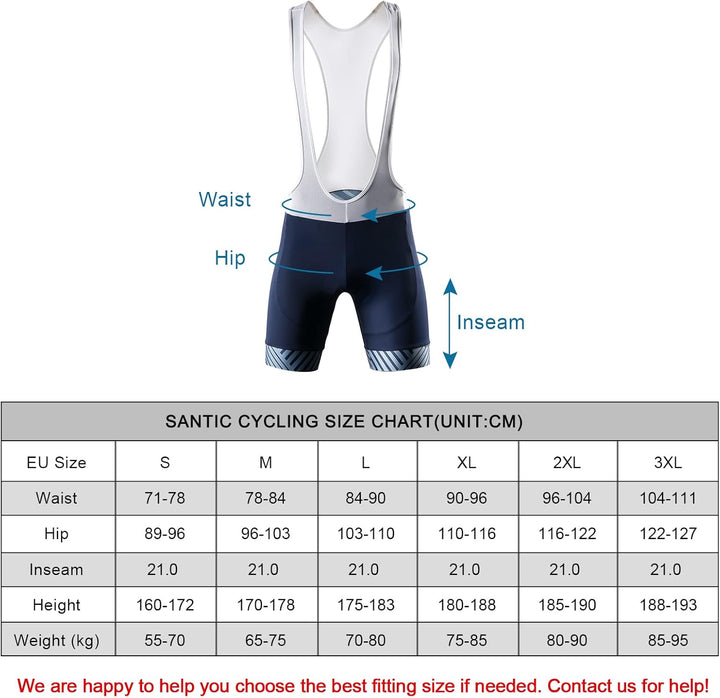 Santic Trägerhose Fahrrad Herren Fahrradhose Kurz mit Sitzpolster Radhose Herren Kurz Gepolstert, XX
