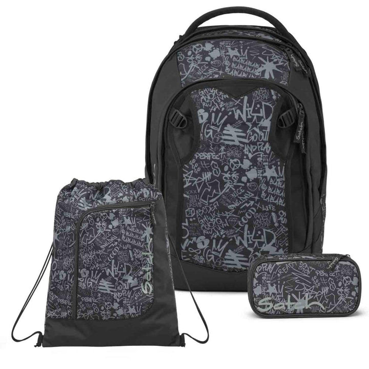 Satch Match Plus Schulrucksack Set 3tlg. inkl. Schlamperbox und Sportbeutel (Street Ink), Street Ink