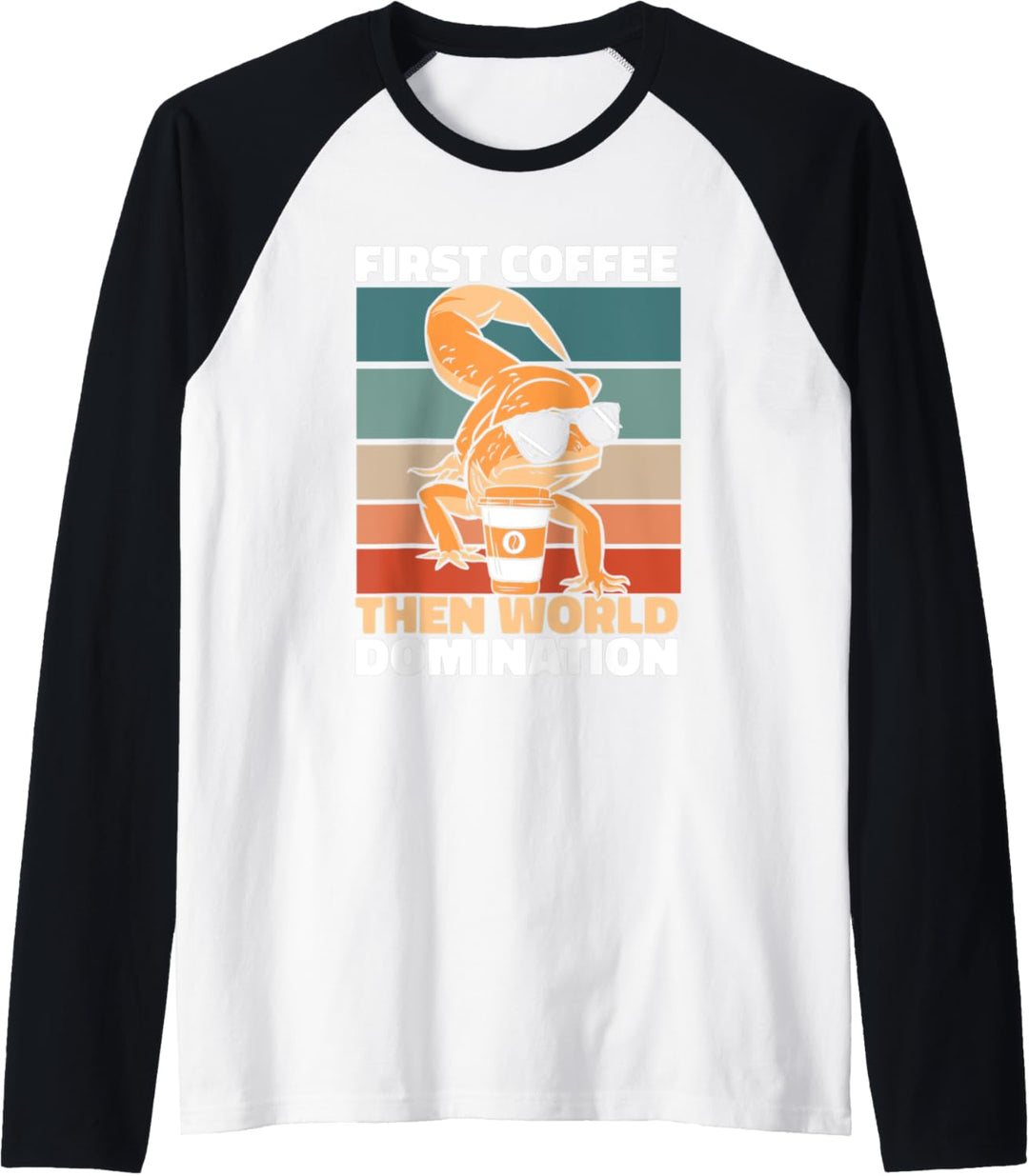 Retro Gecko Kaffee Sonnenbrille - Echse Vintage Eidechse Raglan