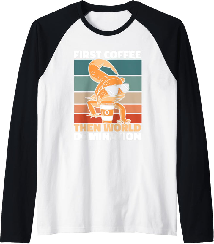 Retro Gecko Kaffee Sonnenbrille - Echse Vintage Eidechse Raglan