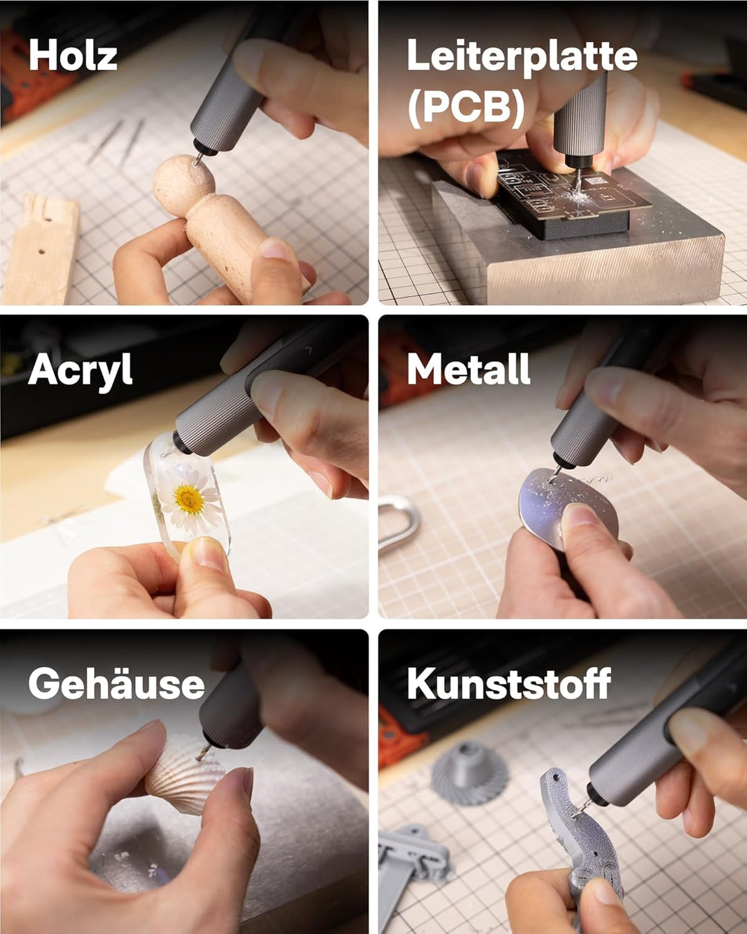 HOTO SNAPBLOQ™ D - A03 Mini - Bohrmaschine: USB - C - ladbar, dreistufige Drehzahl, mit 20 Bohrerbit