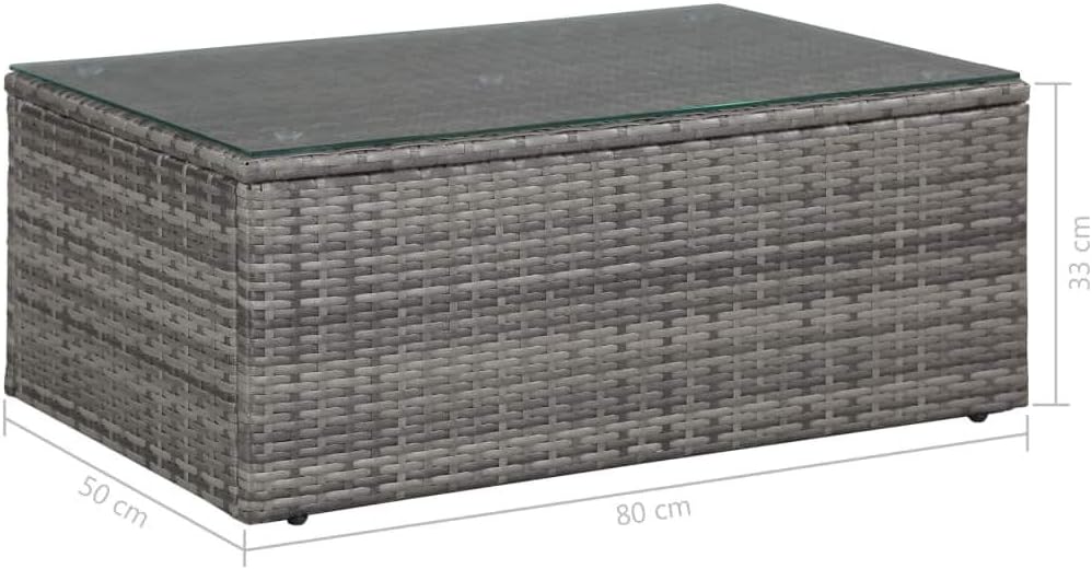Tidyard Garten-Sofagarnitur 14-TLG. Poly Rattan Sofagruppe Grau, inkl 1 Sofa + 2 Couchtisch +2 Hocke