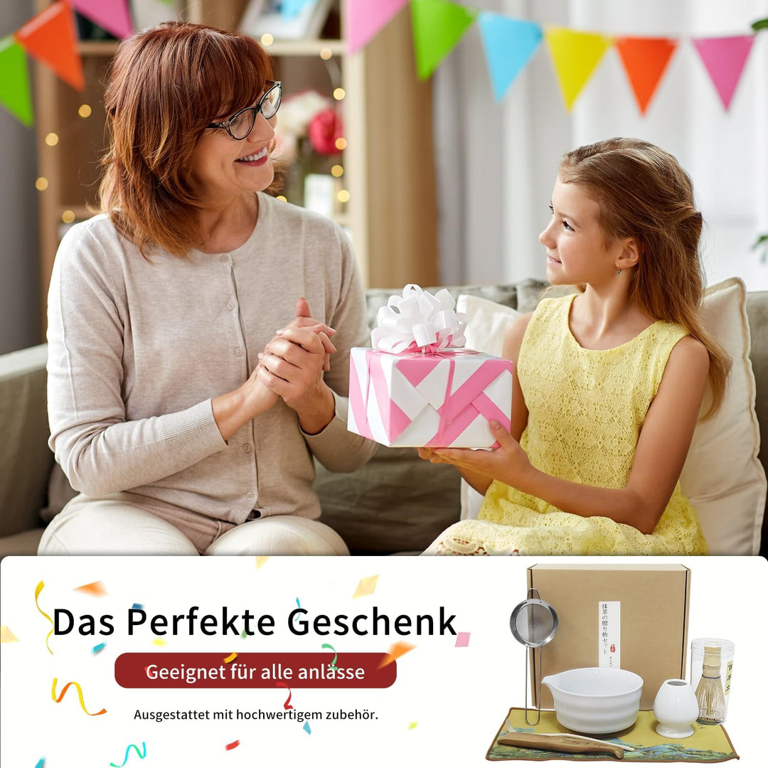 Matcha Set, Matcha Tee Set – Matcha Besen Set mit Schneebesen, Besenhalter, Keramik Matcha-Schale, 2