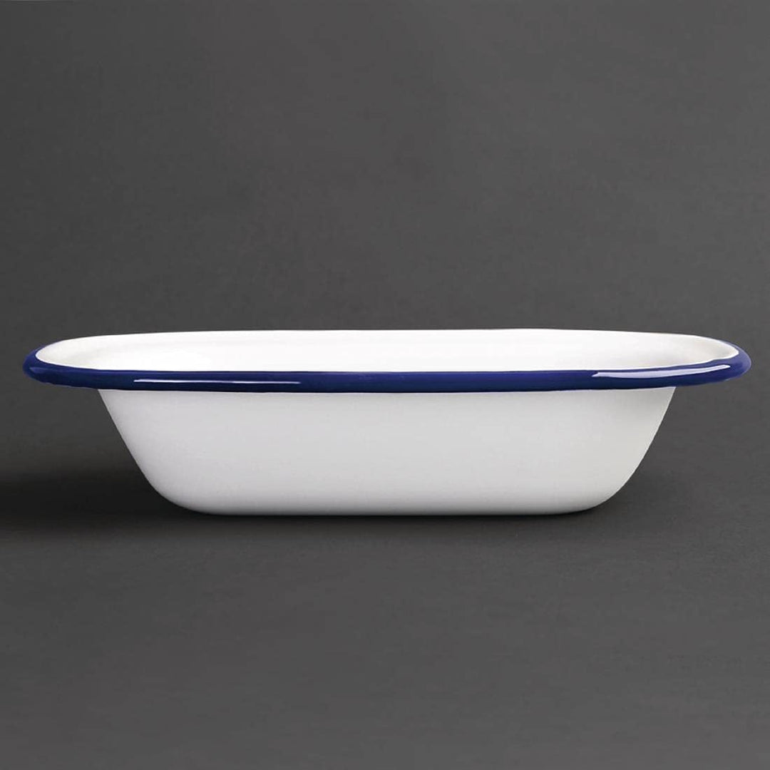 Olympia Emaille Retro-Pastetenformen Set - Rechteckig 180 x 135 mm (6 Stück), Weiss und Blau, Langle