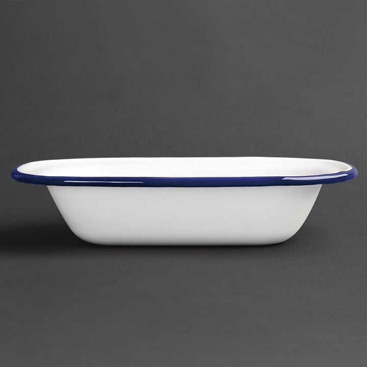 Olympia Emaille Retro-Pastetenformen Set - Rechteckig 180 x 135 mm (6 Stück), Weiss und Blau, Langle