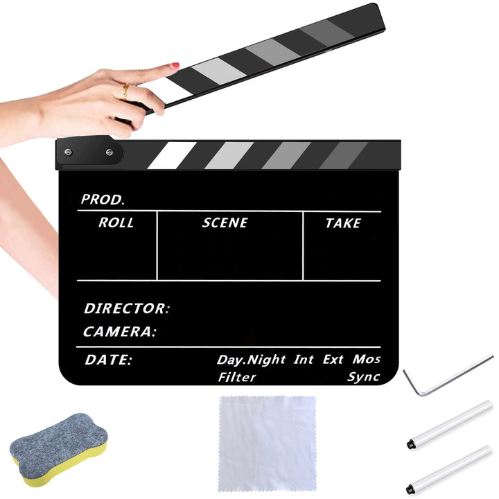 Filmklappe, Szene Acryl Filmklappe,Film Requisiten Schwarz, Mit Kostenloses Kit, Regieklappe Farbstr