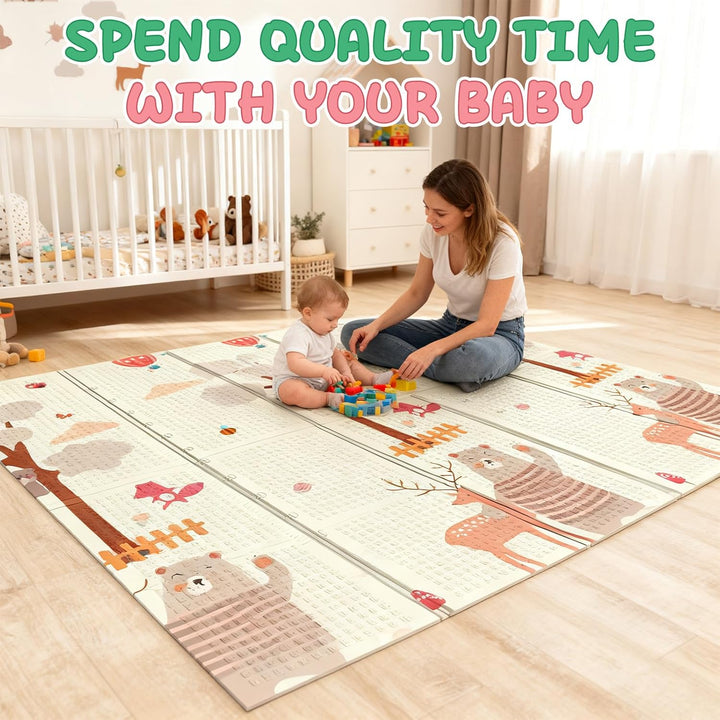 Soontrans Krabbelmatte Baby, Spielmatte Baby Faltbar, 200x180x1cm, Play Mat for Babies Doppelseitige