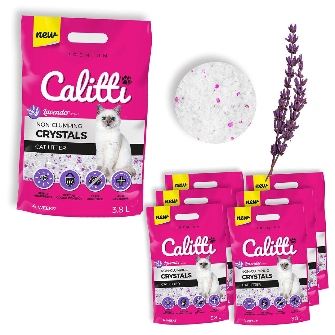 Calitti - Silikat Katzenstreu | Premium Crystals Silikatstreu | Antibakteriell Katzensand mit frisch