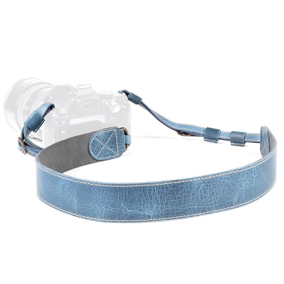 MegaGear MG2001 SLR, DSLR Schulter- oder Nackengurt aus echtem Leder (Blau) Azul, Azul