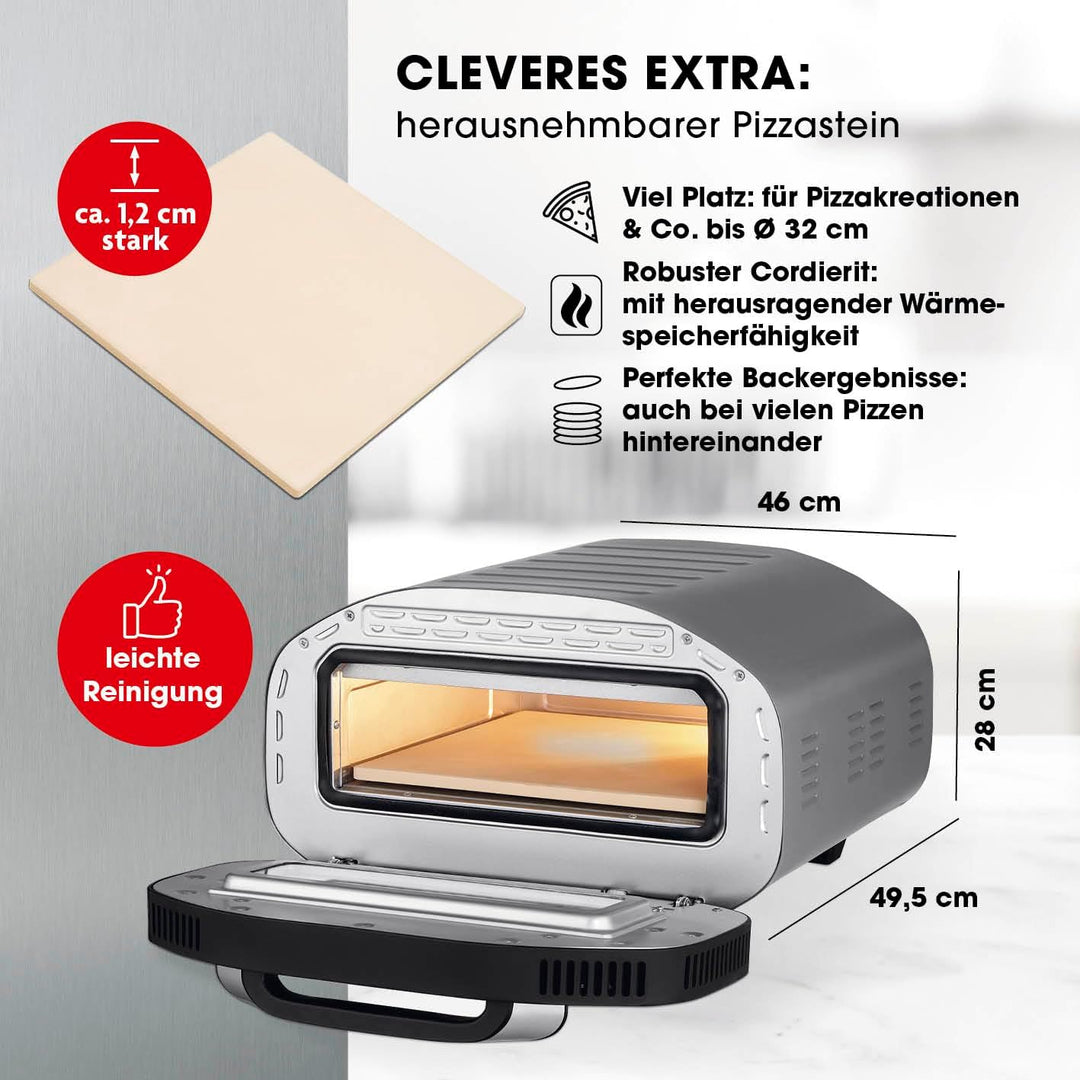 GOURMETmaxx elektrischer Pizzaofen mit Pizzaheber | Touchdisplay, Timerfunktion, 7 Programme & DIY M