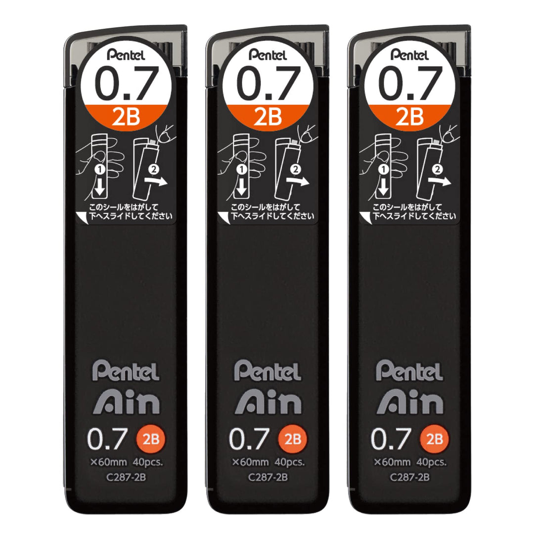 Pentel AMZ-XC2872B3P scharfe Mine, Ain, 0,7 mm, 2B, 3 Stück, Schwarz 1 stück (3er Pack) 2B, 1 stück