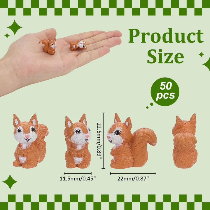 50 Stück Mini Eichhörnchen Aus Kunstharz Miniatur Eichhörnchen Figuren Winzige Waldtierfiguren 22x11