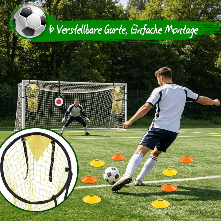 Fussballtor Zielnetz mit Rahmen Fussball Trainingszubehör 13 Stück