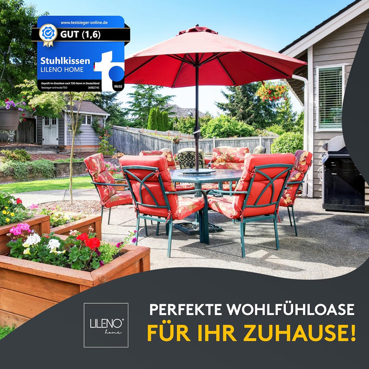 LILENO HOME 6er Set Stuhlkissen Hellblau (40x40x4,5 cm) - Sitzkissen für Gartenstuhl, Küche oder Ess