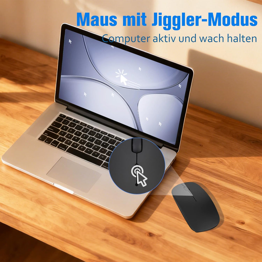 AE WISH ANEWISH Bluetooth Maus fur Mac/iPad/iPhone/PC/Computer, wiederaufladbar geräuschlos Mini Kab