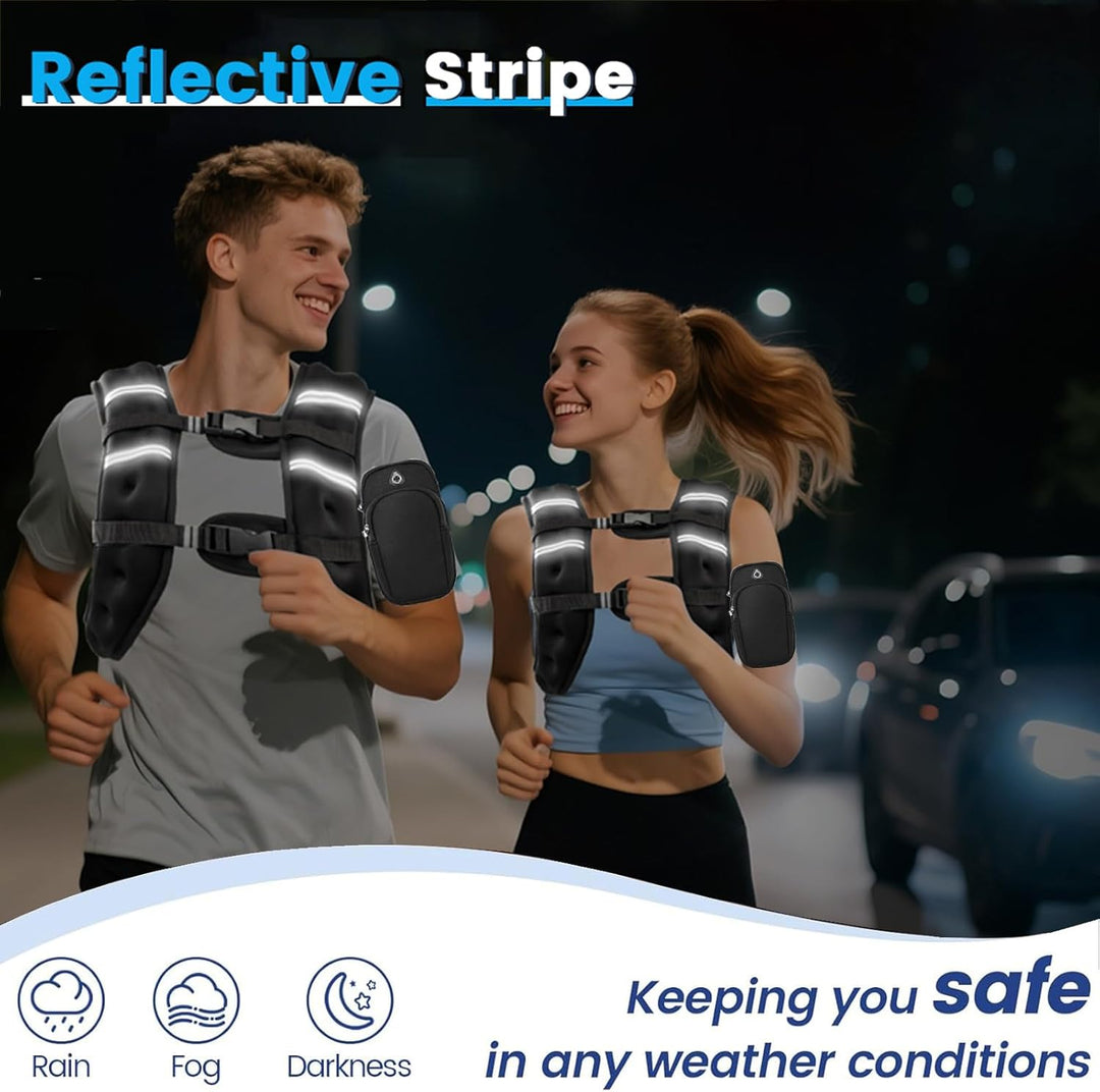 Gewichtsweste herren und frauen,Gewichtsweste mit Reflektierend Streifen für Laufen, Fitness, Kraftt