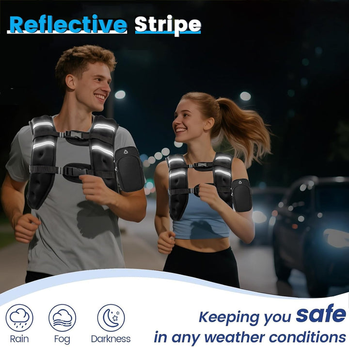 Gewichtsweste herren und frauen,Gewichtsweste mit Reflektierend Streifen für Laufen, Fitness, Kraftt