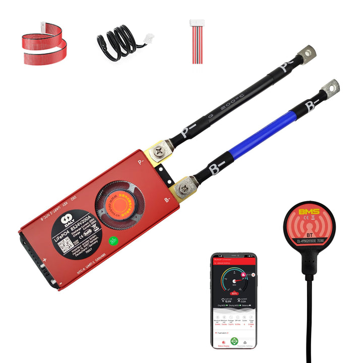 DALY Smart BMS mit Bluetooth für 3.2V LiFePO4 Akkus 4S 8S 16S - Batterie Management System 12V 24V 4