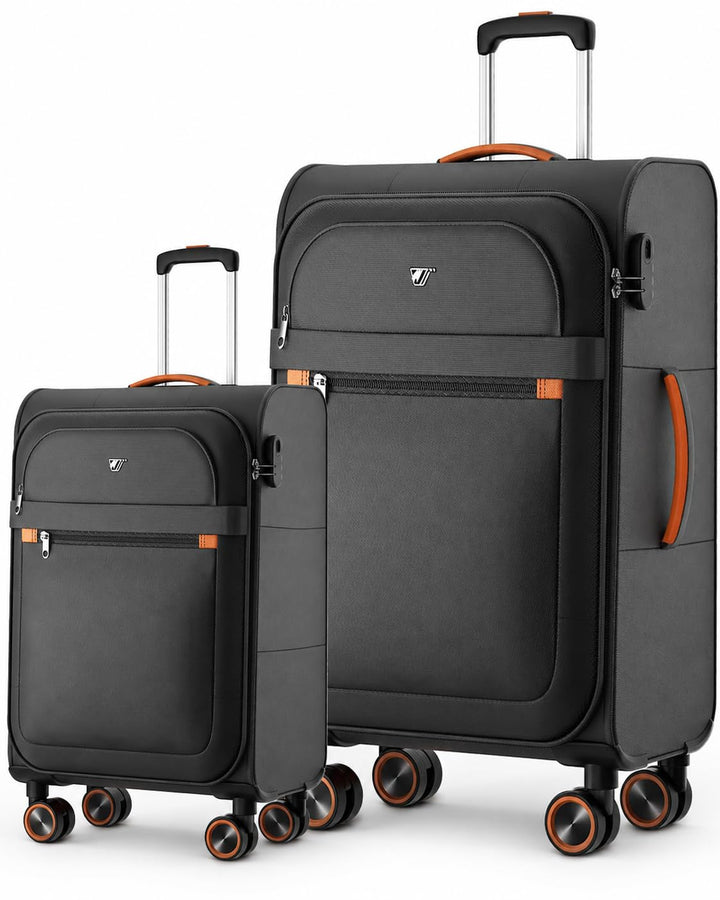 Stoff Kofferset 2 Teilig - Handgepäck Koffer und gross Weichschalenkoffer, Koffer Trolley, Reisekoff