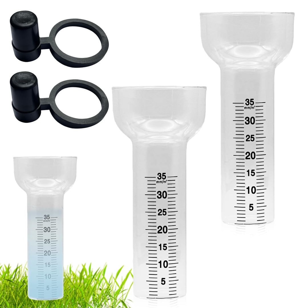 2 Stück Regenmesser Frostsicher, Regenmesser Ersatzglas für 1-35 mm Messungen mit Halterung, Regenme