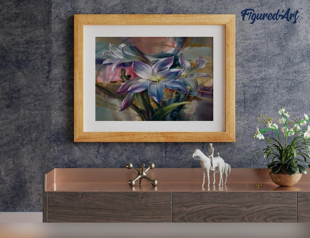 Figured'Art Malen Nach Zahlen Erwachsene Mit Rahmen Bunte Lilie - Paint by Numbers Basteln DIY Baste