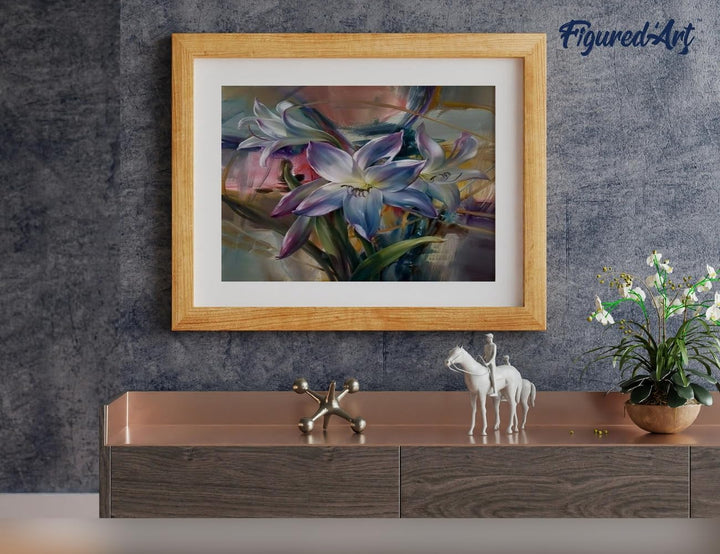 Figured'Art Malen Nach Zahlen Erwachsene Mit Rahmen Bunte Lilie - Paint by Numbers Basteln DIY Baste