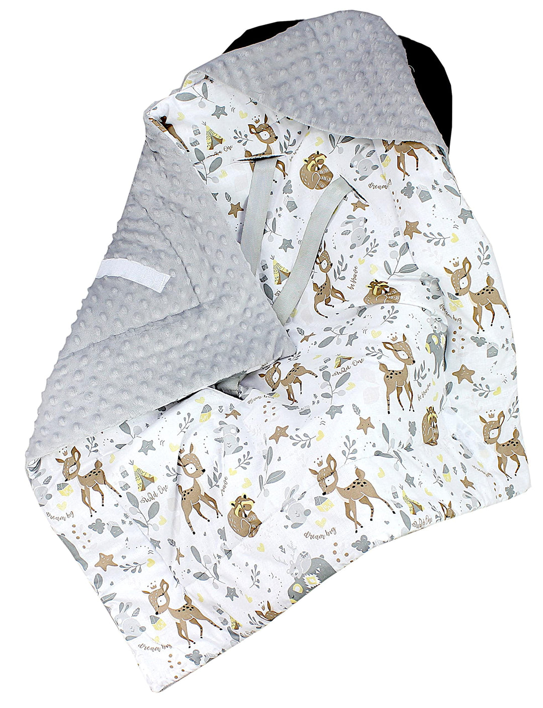 TupTam Baby Winter Einschlagdecke Babydecke 75x75cm für Autositz Babyschale Wattiert Minky Baumwolle