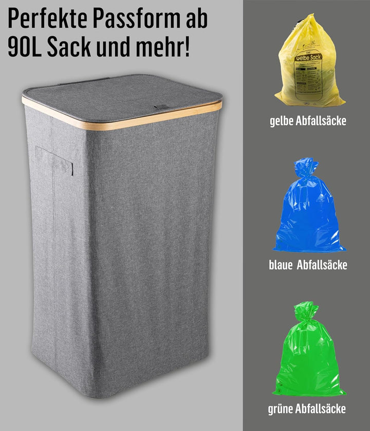 Deco haus® Gelber Sack Ständer 90L [Extra Tragetasche] - Gelber Sack Mülleimer - Stabiler Müllsackst