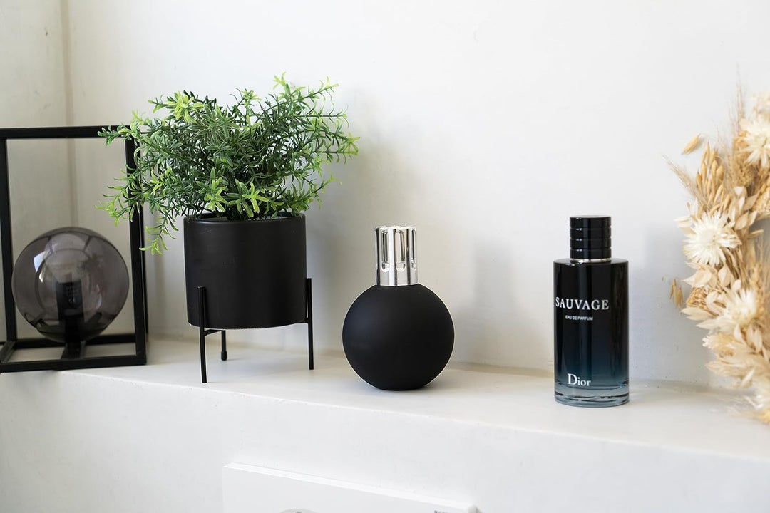 KAZIS I Katalytische Lampe I matt schwarz & Silber I Mit Brenner, Krone, Trichter & Löschkappe I