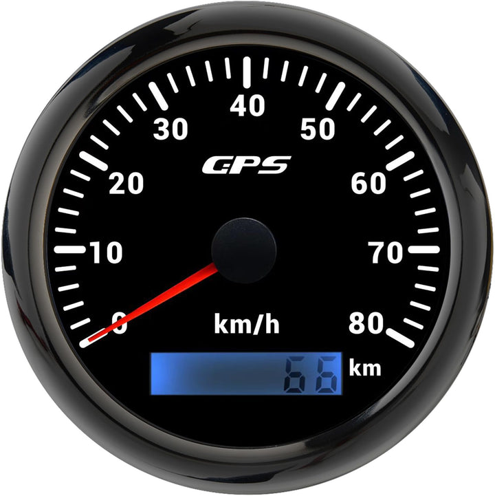 85mm Geschwindigkeitsmesser Boot GPS Tacho Kilometerzähler 0-80Km/H Wasserdichter IP67 7-Farben Tach