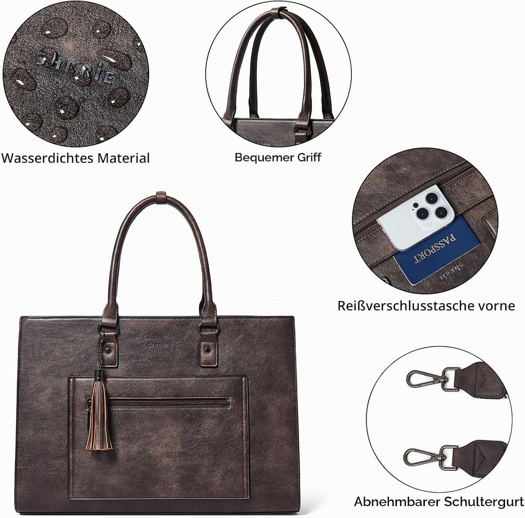Shrrie Handtasche für Damen, Laptoptasche Aktentasche Arbeitstasche - Businesstasch für Business Bür