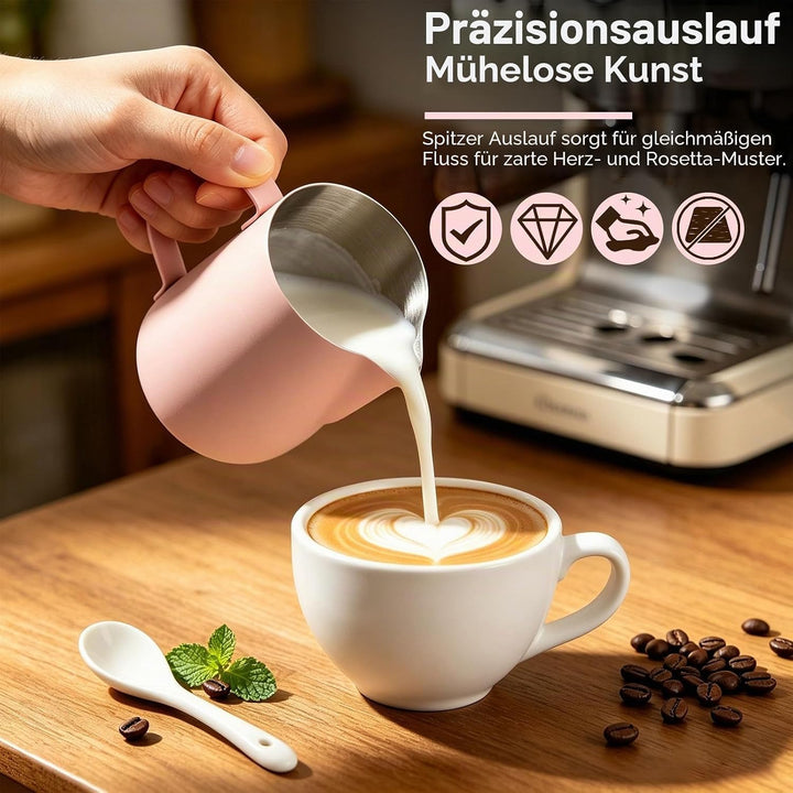 Milchkännchen Edelstahl 480ml, Milchaufschäumkrug Espresso Dampfkrug, Milchaufschäumbecher Milch Pit