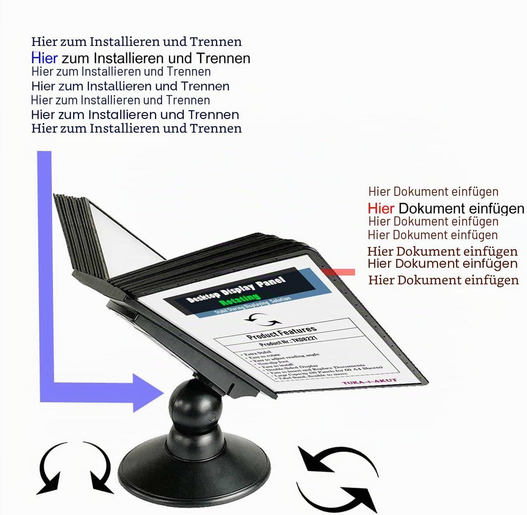 TUKA-i-AKUT 30 Sichttafeln Tisch-Sichttafel Aufsteller 360° Drehbar + Neigungswinkel Verstellbar, DI