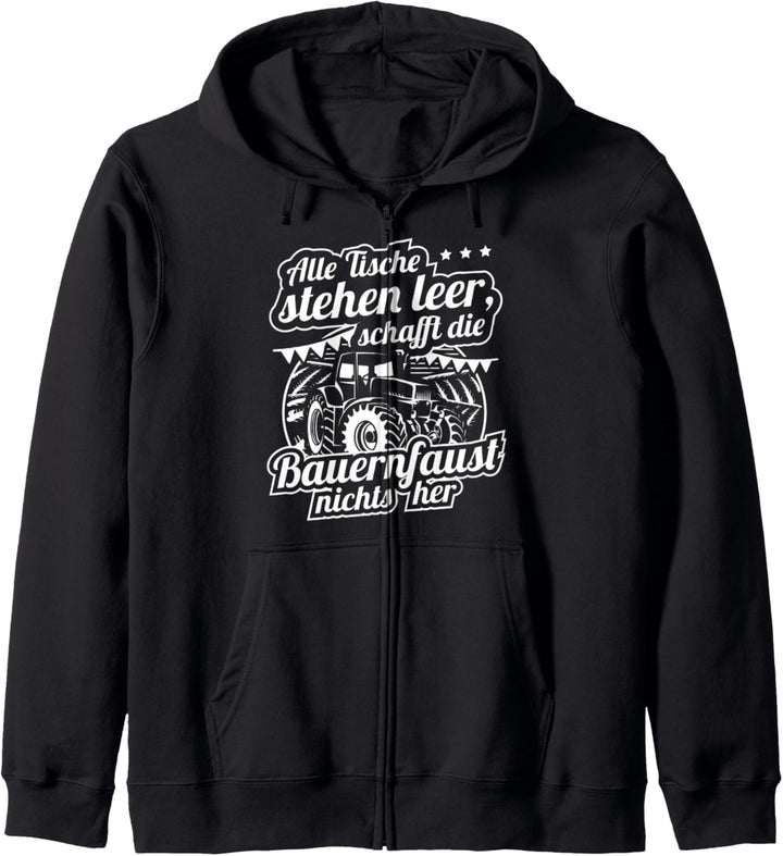 Landwirt Trecker Agrar Spruch Bauernfaust Tische leer Kapuzenjacke