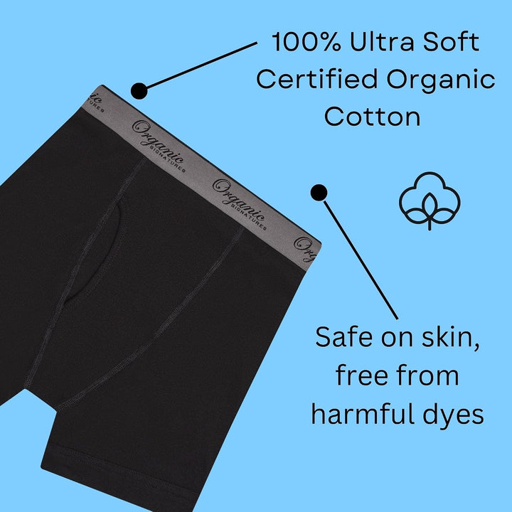 Organic Signatures 3er-Pack weiche, Bequeme Herren-Boxershorts aus 100% Bio-Baumwolle M Schwarz, M S
