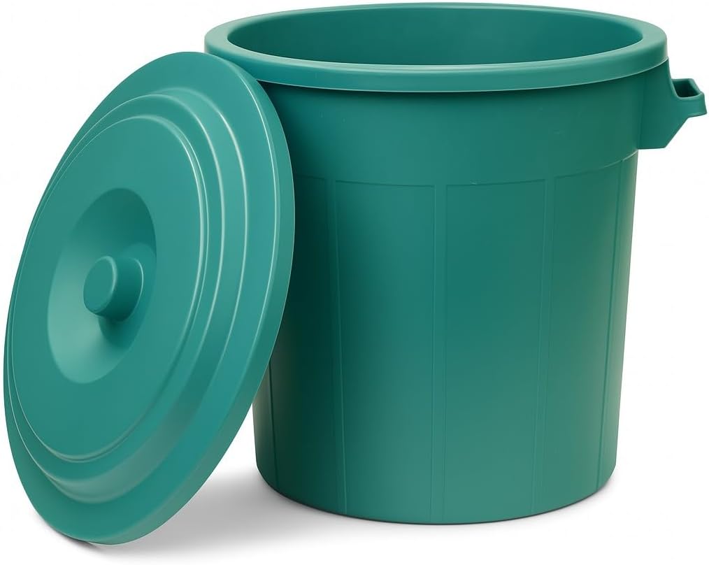 YourCasa Mülltonne 2 x 50L - Mülleimer mit Deckel - Tonne mit Trageriffen für Garten - Futtertonne o