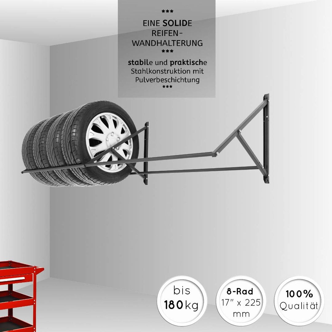 Stillerbursch Reifenregal 8 Reifen zur Wandmontage | Garagenregal | Garage Werkstatt Felgenregal Lag