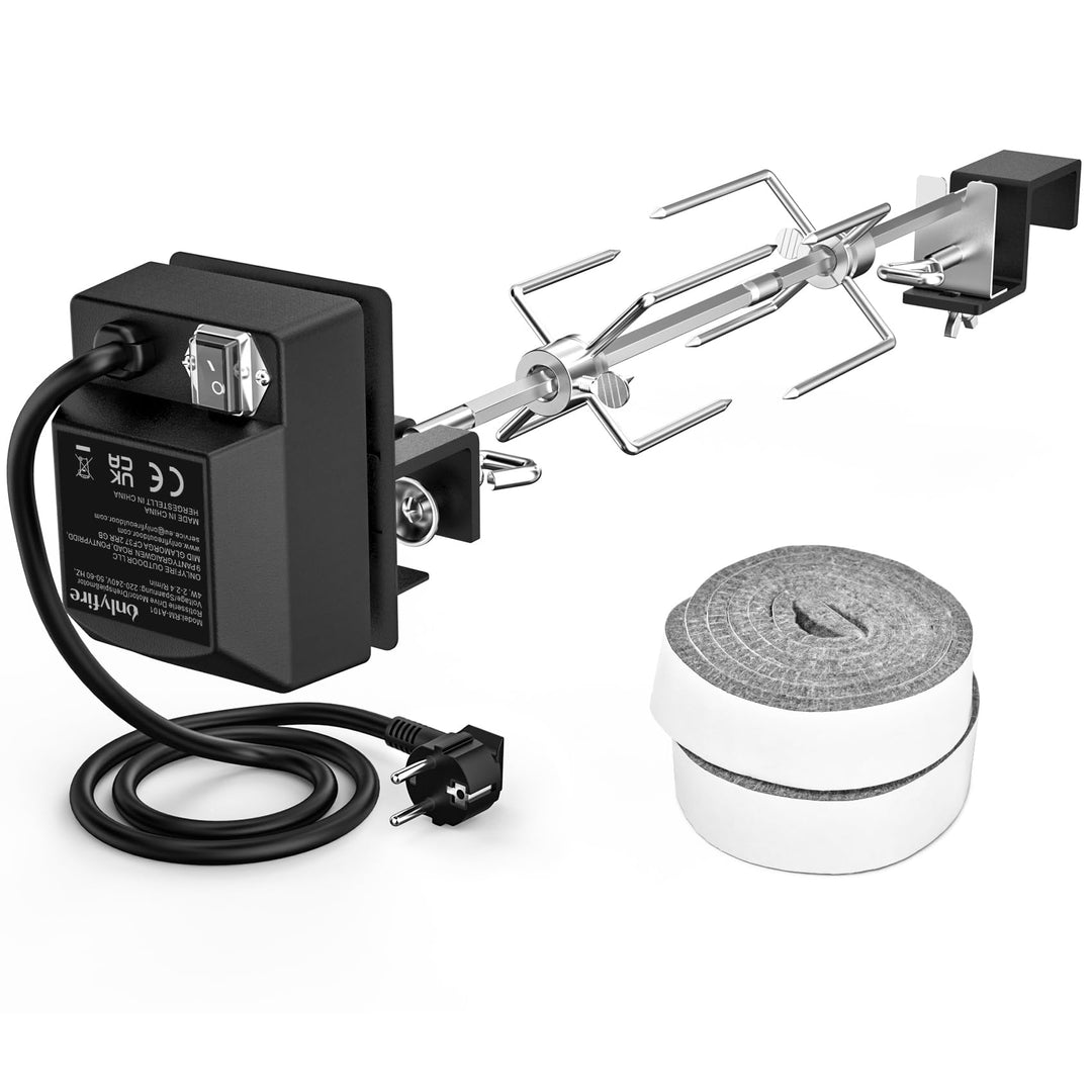 Onlyfire Grillspiess Set aus Edelstahl Drehspiess mit Elektromotor, Kompatibel für Large XLarge BGE,