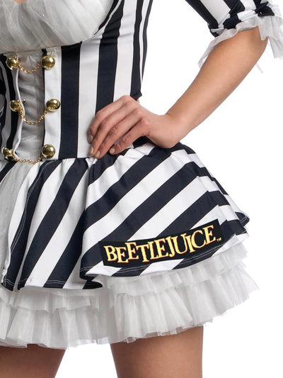 Rubie‘s Official Beetlejuice-Kostüm für Damen mit Perücke, sexy Outfit für Halloween, S