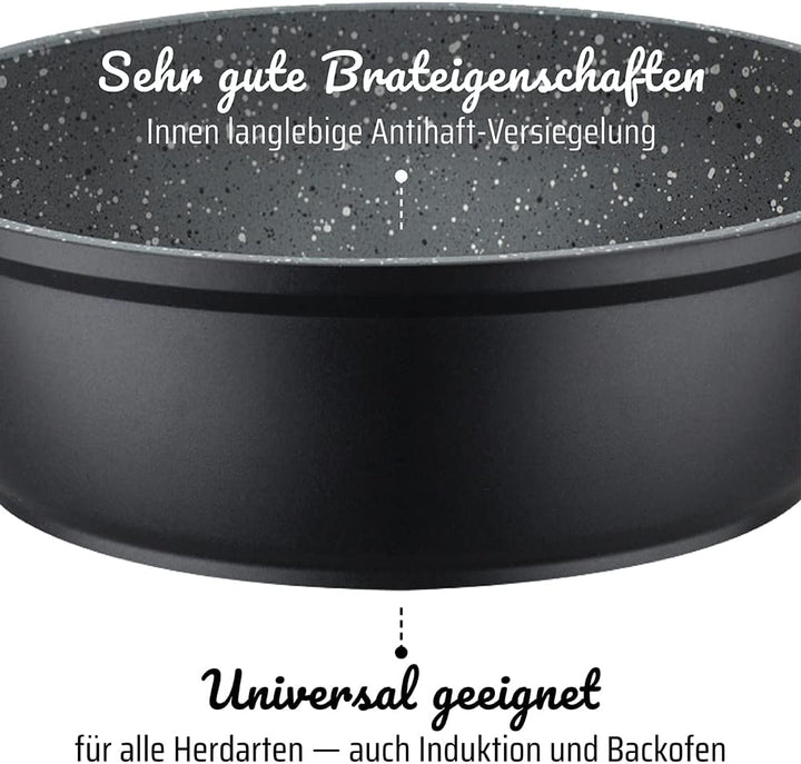 GSW Pfannen-Set Gourmet Granit – hochwertiges Pfannenset bestehend aus 2 Bratpfannen und 1 Grillpfan
