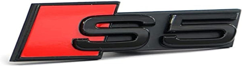 Audi 8W6071805 Schriftzug Clip S5 Schriftzug Tuning Kühlergrill Black Edition Emblem, schwarz/rot