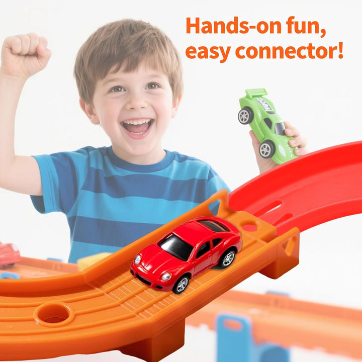 8 Stück Gebogene Schienenstücke Kompatibel mit Hot Wheels Spielzeugautos, ABS Rennstreckenverbinder