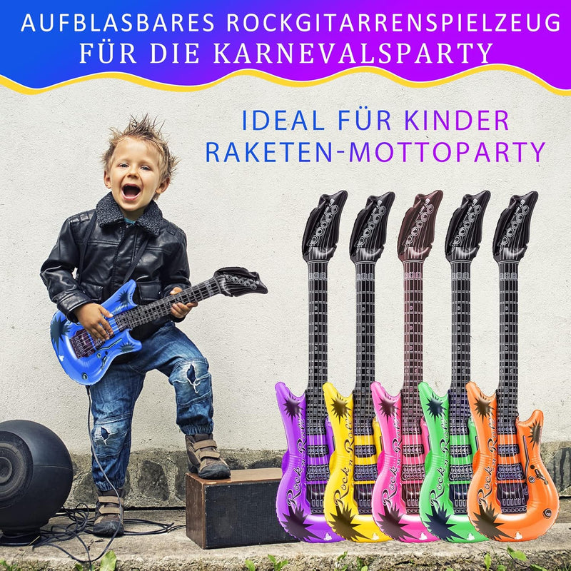 9 Stück Luftgitarre,9 Farben Aufblasbare Gitarre,Bunt Aufblasbare Gitarren Luftgitarren Zum Aufblase