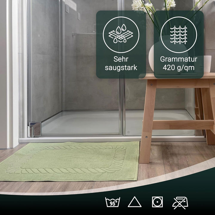 ZOLLNER 2er Set Badematten - weiche und saugstarke Duschvorleger - waschbar bis 95°C - Baumwolle - 5