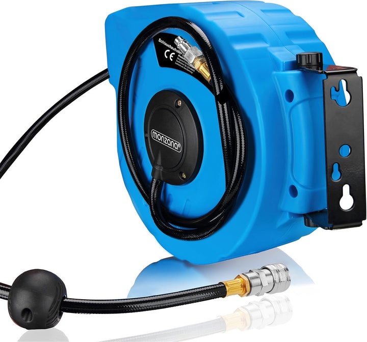 DEUBA® Druckluft Schlauchtrommel 10m+1m Automatischer Einzug 3/8' Anschluss 12 bar Ø12mm Automatik S